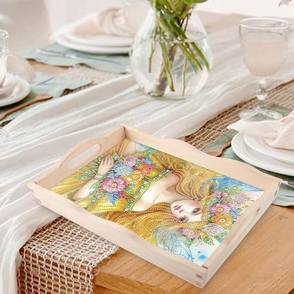 JZHYOAN Diomand Coffee Table Tray, A Large Serving Platter for Family, Decorative Tray for Living Room Restaurant, Diamond Painting Table Breakfast Home Decoration