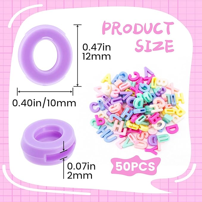 45-50pcs Large Alphabet Letter Beads, Colorful A-Z Mixed Alphabet Beads for DIY Crafts, Acrylic Letter Loose Spacer Charms for Keychains Necklaces Bracelets Jewelry Making(15g)- Random Colors