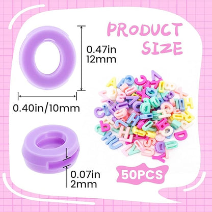 45-50pcs Large Alphabet Letter Beads, Colorful A-Z Mixed Alphabet Beads for DIY Crafts, Acrylic Letter Loose Spacer Charms for Keychains Necklaces Bracelets Jewelry Making(15g)- Random Colors