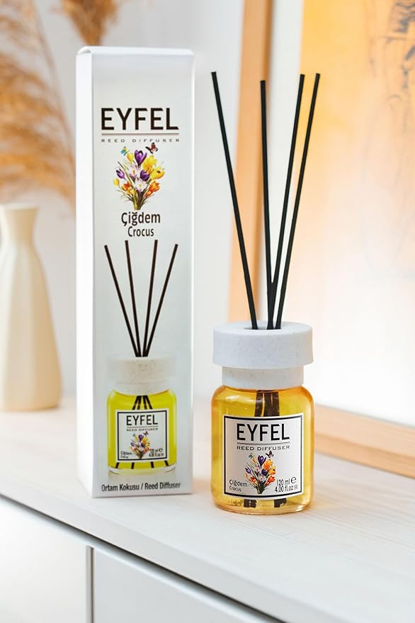EYFEL Reed Diffusers for Home – Crocus Reed Diffuser Set 4.05 fl oz Oil Diffuser Sticks, Bathroom Diffuser, Home Fragrances, Scented Sticks, Home Décor