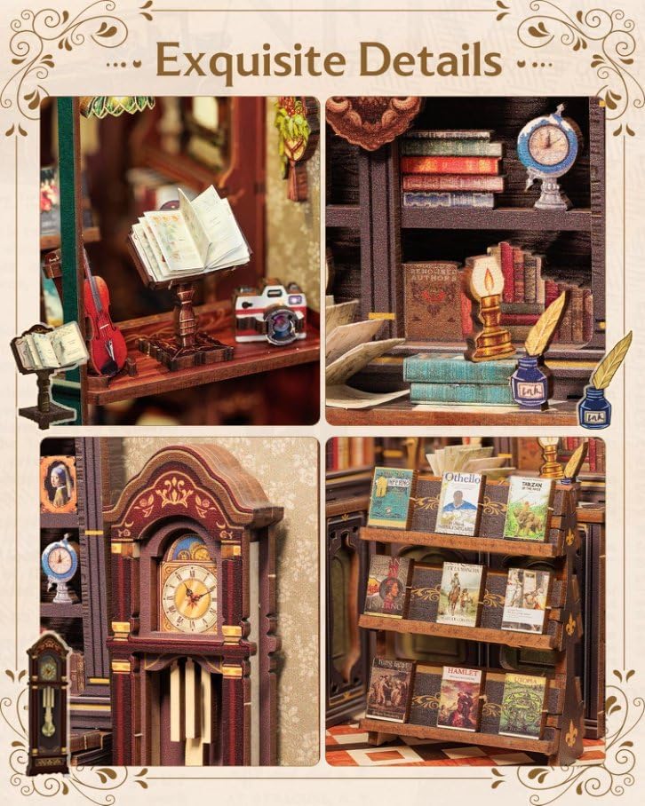 CUTEBEE Book Nook Kit, DIY Miniature House Kits for Adults, Owl Bookstore - Image 4