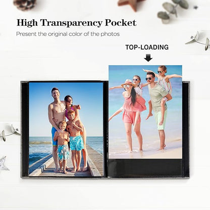 Mublalbum 2 Pack Small 8x10 Photo Album 2 Pack Linen Cover with Display Window Mini Picture Book Each Holds 52 Vertical Pockets for Artwork Postcards or Pictures Storage (Green)