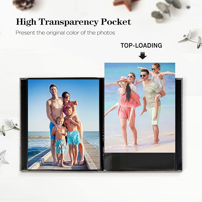 Mublalbum 2 Pack Small 8x10 Photo Album 2 Pack Linen Cover with Display Window Mini Picture Book Each Holds 52 Vertical Pockets for Artwork Postcards or Pictures Storage (Pink)