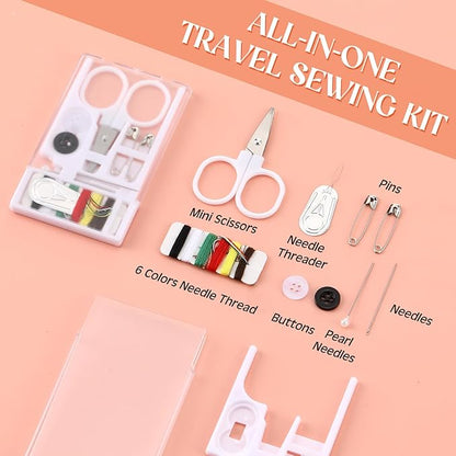 Knitgrip 50 Boxes Mini Travel Sewing Kit Quick Fix Sewing Kits Bulk Basic Portable Pre Threaded Needle Emergency Repair Tool for Christmas Gifts Beginner Traveler Home Hotel (White)