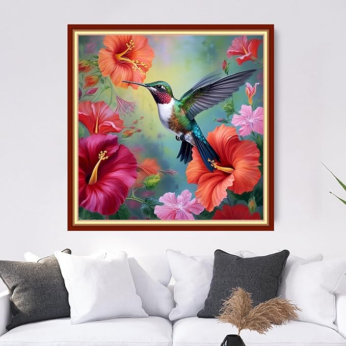 Dooxvey Cross Stitch Kits for Adults Stamped Full Range of Embroidery Starter Kits for Beginners 11CT Printed Cross Stitch Patterns Needlepoint Kits Stamped Crossstitch-Hummingbirds Good 18x18 inch