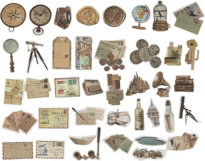 100 Pieces Vintage Scrapbook Supplies Ephemera Pack for Junk Journal Planners Scrapbooking Paper Stickers for Art Aesthetic Journaling Kit Collage Decoupage Album (Old Story)