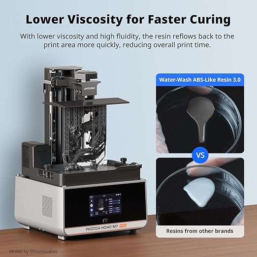 ANYCUBIC Water Washable ABS-Like Resin 3.0 Bundle, 3D Printer Resin, High Toughness and High Precision, Easy to Post-Process, Low Odor, Wide Compatibility for All LCD 3D Printers (Black, 4kg)