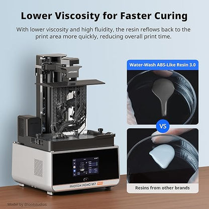ANYCUBIC Water Washable ABS-Like Resin 3.0 Bundle, 3D Printer Resin, High Toughness and High Precision, Easy to Post-Process, Low Odor, Wide Compatibility for All LCD 3D Printers (Black, 4kg)