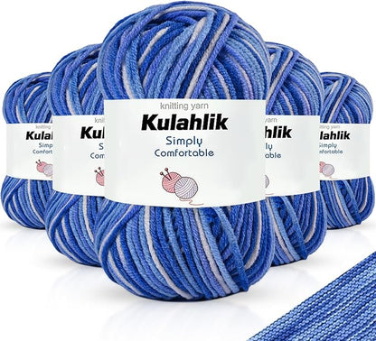 250g(5x50g) Acrylic Yarn for Crochet/Knitting, Colorful Gradient Yarn Thread, 5 Rolls Skeins, Perfect for Any Knitting Crochet and Crafts Mini Project