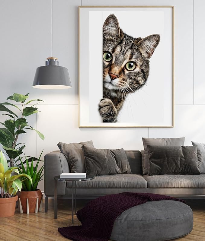 Moohue Stamped Cross Stitch Kits for Adults Animal Cat 14CT Pre Printed Cross Stitch Kits for Beginners (Animal Cat)