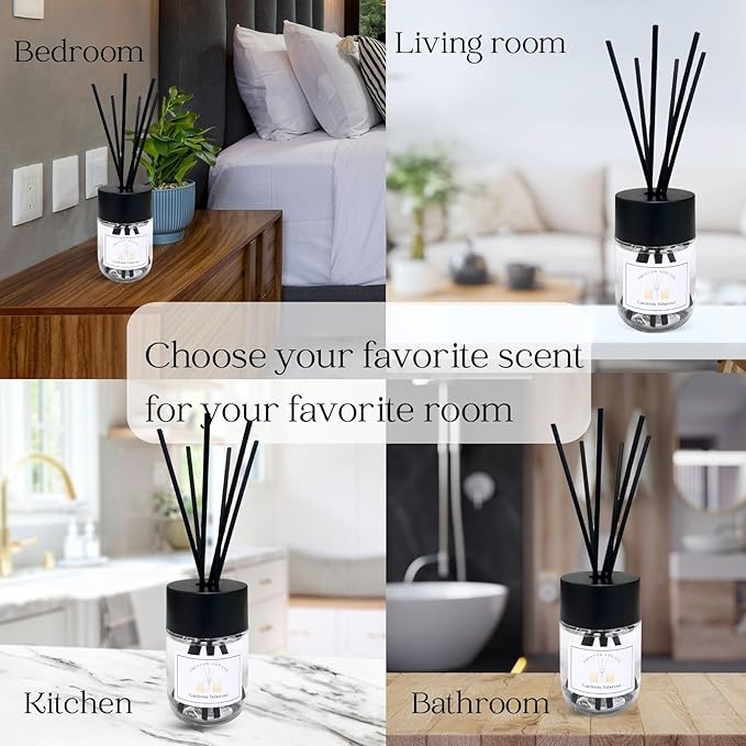 Preston and Lee Reed Diffuser Set | 100 ml (3.4 fl oz) Gardenia Tuberose Scent | Reed Diffuser Set | Aromatherapy Diffusers | Natural Reed Diffuser Oil for Home and Spa Fragrance