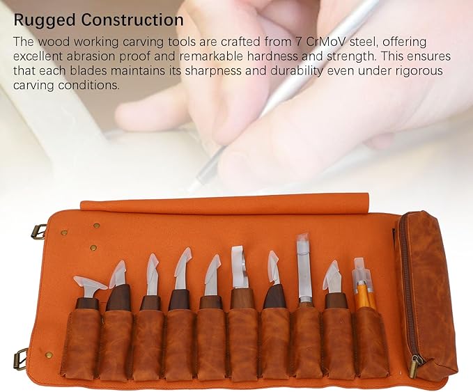 WALFRONT Wood Working Carving Tools High Hardness Wood Whittling Kit Walnut Deepen Insert Handle Scraper for Beginner Adults DIY