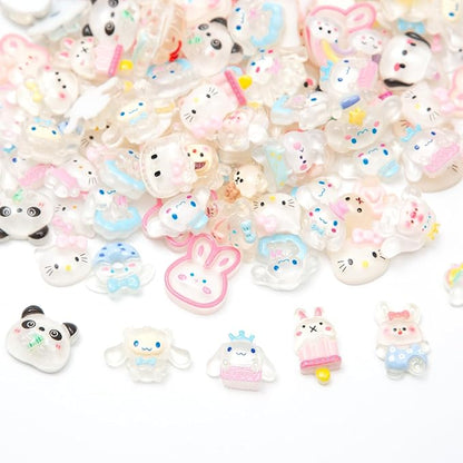 60pcs Slime Charms Cute Set for Crafts, Resin Set Ornament Scrapbooking, 3D Flatback Cute Embellishments for Scrapbook and Mini Decorations (White)