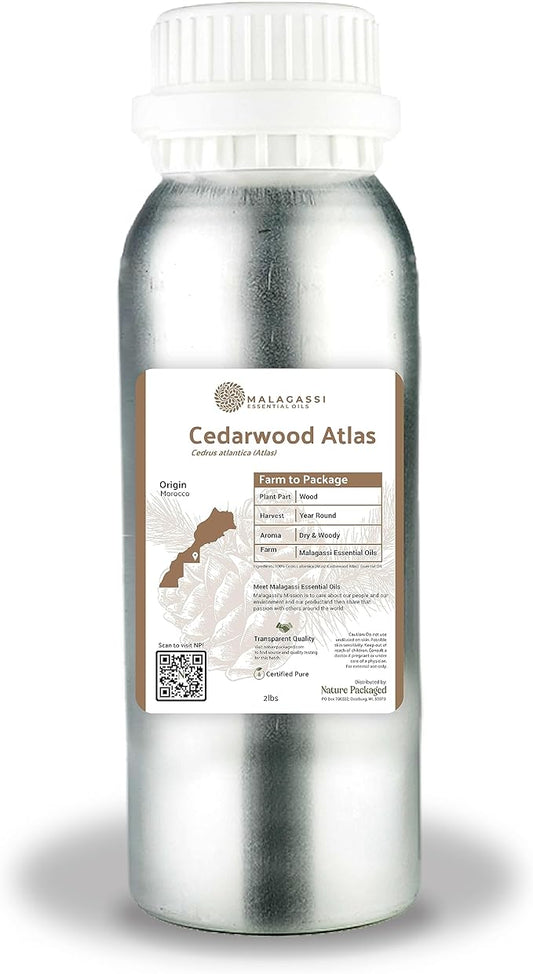 Nature Packaged Pure Cedarwood (Atlas) Essential Oil (2lbs) - Direct from Malagassi Essential Oils Farm in Morocco - Essential Oils for Diffusers and Aromatherapy | Pure Therapeutic Grade