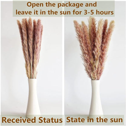 110 PCS of Boho Pampas Grass Decor, Naturally Dried Pompas, Bunny Tails Dried Flowers, and dried eucalyptus. Perfect for Weddings, Boho Party Decorations, and Table Decor.