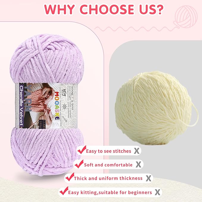Chunky Yarn for Crocheting and Knitting - Easy to Use Plush Chenille Super Bulky Yarn 100g/131yds - Ultra Soft Velvet Baby Blanket Yarn for Beginners & Amigurumi Projects, Dark Coffee