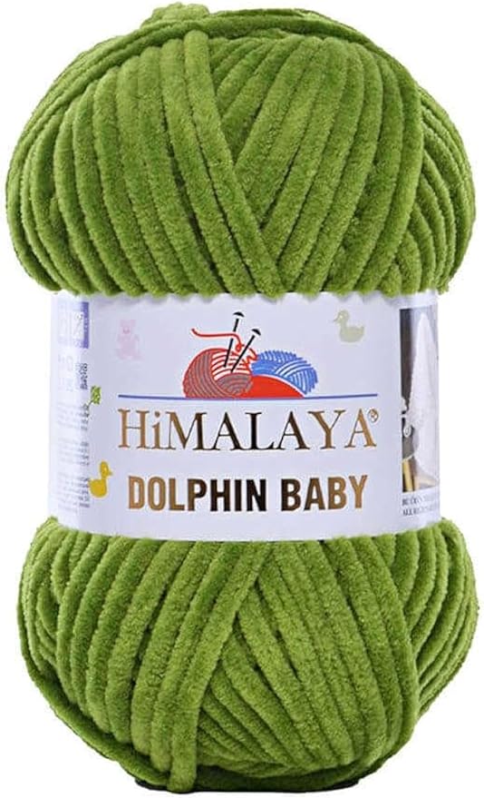 2 Skein/Pack Himalaya Dolphin Baby Chenille Yarn, Each Ball 100 gr (3.5 oz), 120 m (132 Yards), 100% Polyester, Super Bulky Baby Blanket Velvet Amigurumi Yarn, 80371 - Pistachio Green