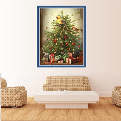 Foxdiviy Stamped Cross Stitch Kits Full Range of Embroidery Needlework Starter Kits for Beginners Adults 11CT Embroidery Patterns Art Crafts DIY Needlepoint Kits-Christmas Tree 16x20 inch