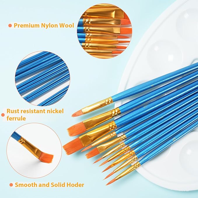 S & E TEACHER'S EDITION 330 Pcs Paint Brush Set, 300 Pcs Paint Brushes, 30 Pcs Palettes to Create Art Painting