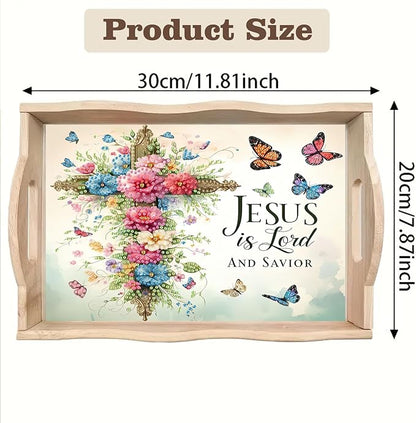 SHLUHA Diamond Art Kits for Adults Diamond Painting Wooden Serving Trays with Handle Food Tray for Party Breakfast Home Decor Gift