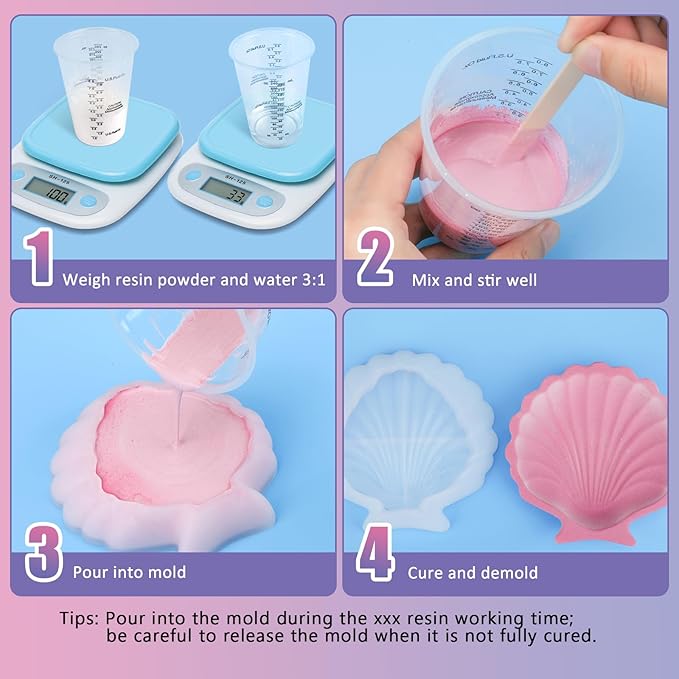 Resin Casting Powder 2000g (Packaging Upgrade), 20~30 Minutes Demold, Water Activated Plaster Powder for Craft Casting, Easy Mixing and Self Leveling