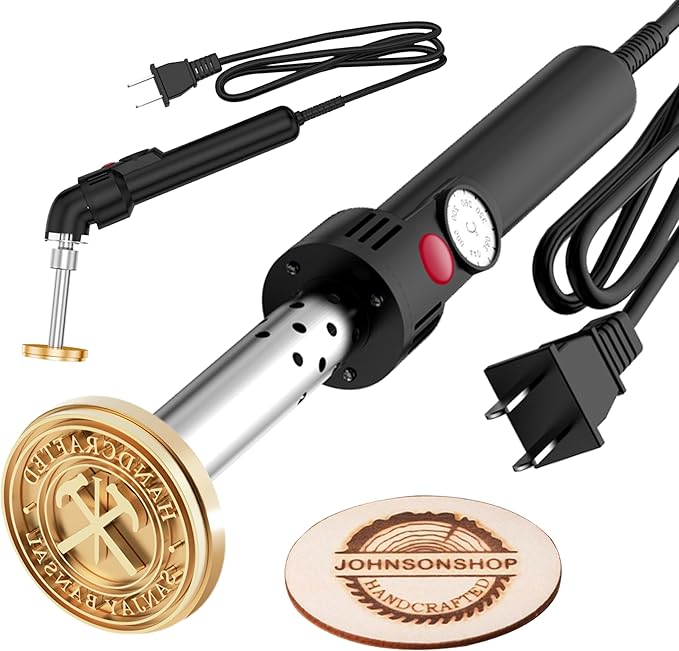 Electric Branding Iron for Wood - Custom Adjustable Temperature Metal Stamp for Woodworking, DIY Projects & Crafts, Personalized Wood Burning Branding Tool