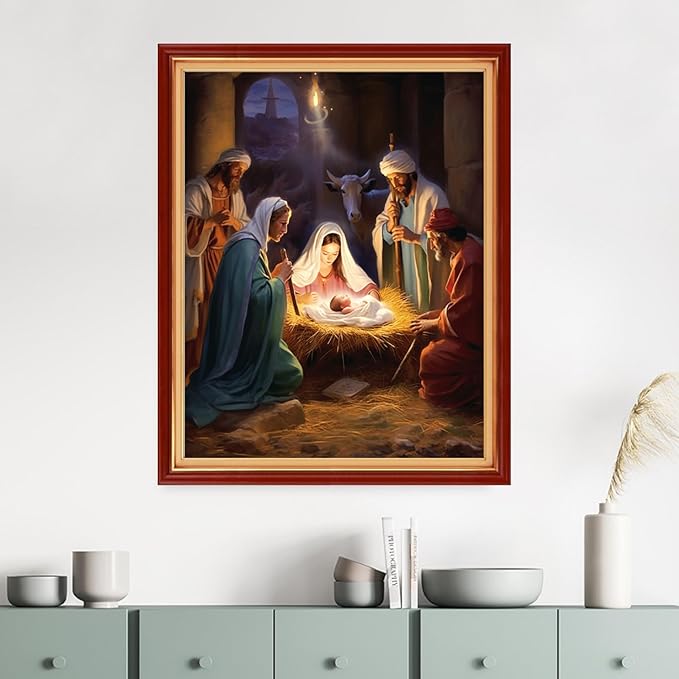 Dimensean Stamped Cross Stitch Kits Full Range of Embroidery Patterns Starter Kits for Beginners Adult DIY Cross Stitches Needlepoint Kits 11CT-Nativity 16x20 inch