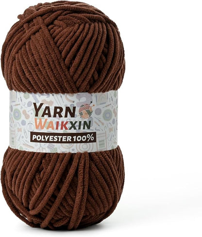 Soft Chenille Yarn for Crocheting, Fluffy Chunky Crochet Yarn for Baby Blanket, (1.76oz/65.6yds) Fuzzy Velvet Yarn for Amigurumi&DIY Puzzle、Crafts、Scarf(Coffee)