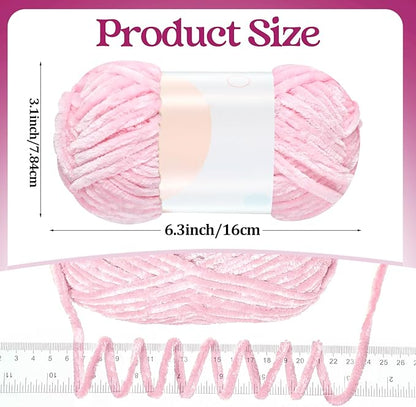Xinnun 12 Skeins 1116 Yards Chenille Velvet Soft Thick Plush Yarn Bulk for Crocheting Knitting Baby Blanket DIY Weaving Craft, 6mm, 3.5 Oz/Skein(Cute Color)