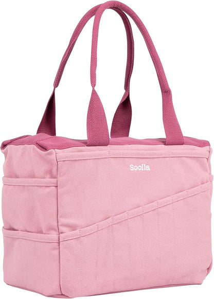 Soolla Studio Bag: Art Supply Storage & Pottery Tool Bag, Washable Craft Tote, Knitting Yarn Organizer, Crochet Projects, 30 Pockets, 20+ Canvas Colors, Gift for Artists & Teachers (Desert Rose)