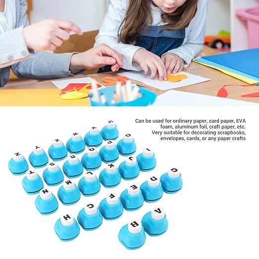 Asixxsix Alphabet Paper Punchers, 26 Uppercase English Letters Hole Punch Shape, Letter Shape Punches for DIY Crafting Supplies, Scrapbooking, Journaling, School Projects