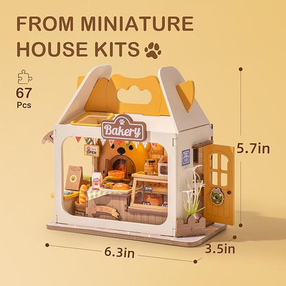 DIY Mini House Building Teddy Miniature Kit Breadbox, Miniverse Lifestyle Bookshelf Decoration, Cute Craft Kits for Women or Girls 14+, Kawaii Gifts Hobbies for Crafters (Teddy's Breadbox)
