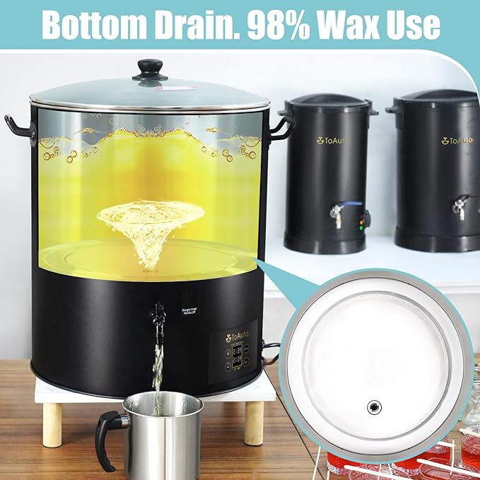 TOAUTO 60 Lbs Commercial Digital Wax Melter, 30L Extra Large Electric Candle Making Machine for with Adjustable Temperature Control, Fast-Pour Spout & Easy Clean for Candle Business 1100W 120V