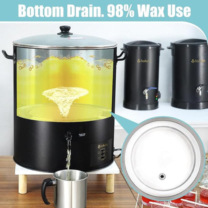 TOAUTO 60 Lbs Commercial Digital Wax Melter, 30L Extra Large Electric Candle Making Machine for with Adjustable Temperature Control, Fast-Pour Spout & Easy Clean for Candle Business 1100W 120V