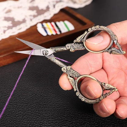 YOUGUOM Embroidery Scissors, Small Sharp Pointed Sewing Scissors for Craft Cross Stitch Needlework Artwork Knitting Thread Yarn Detail Cutting Tools, 4.6in Little Bronze Bird Scissor