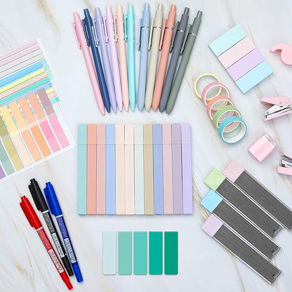 Sinload 60 Pcs Aesthetic Book Annotation Kit School Supplies Cute Pencil Case 12 Highlighter 5 Gel Pen 6 Mechanical Pencil 5 Magnetic Bookmark 1220 Pcs Sticky Note Tab Student Stationary(Mint Green)