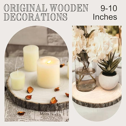 ZOCONE 10 Pcs Large Wood Slices 9-10 Inches Unfinished Rounds, Natural Paulownia Wooden Slices for Centerpieces, Round Wooden Discs Decoration for Rustic Wedding, Wood Centerpieces for Tables
