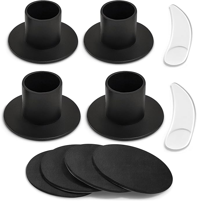 Iron Taper Candle Holder Round- Set of 4 Black Metal Candlestick Holders for Home Decor, Wedding, Housewarming, Birthday, Candle Stand Made in Unique Blend of Farmhouse and Antique Styles