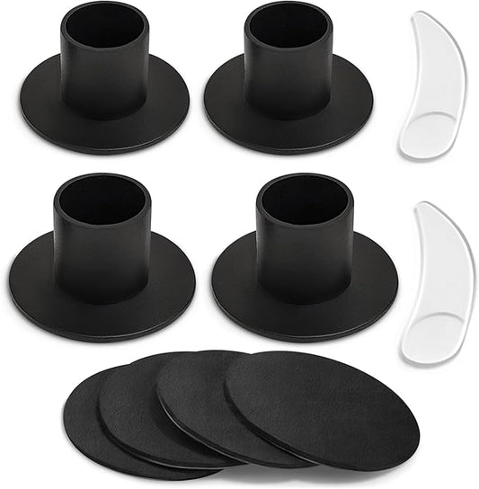Iron Taper Candle Holder Round- Set of 4 Black Metal Candlestick Holders for Home Decor, Wedding, Housewarming, Birthday, Candle Stand Made in Unique Blend of Farmhouse and Antique Styles