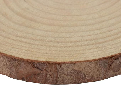 KINJOEK 12 PCS 6-7 Inch Natural Wood Slices with Bark, Unfinished Round Wooden Ornaments Coasters Circles Bulks for Crafts Centerpieces DIY Rustic Wedding Decorations Christmas