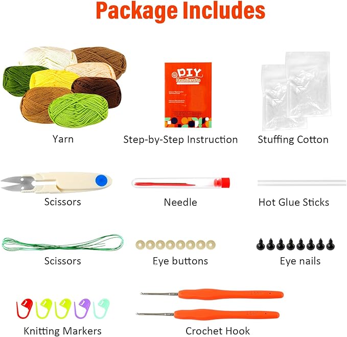 Inawenxlg Crochet Kit for Beginners with Video Tutorials – Amigurumi Starter Set to Make 4 Hanging Potted Plants DIY Crochet Craft Kit for Adults & Teens