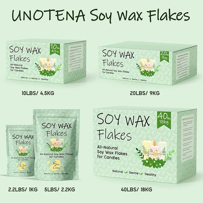 UNOTENA Soy Wax Flakes for Candle Making, Natural Candle Wax, Farm-Sourced, No Additives, Safe and Pure, 10LB