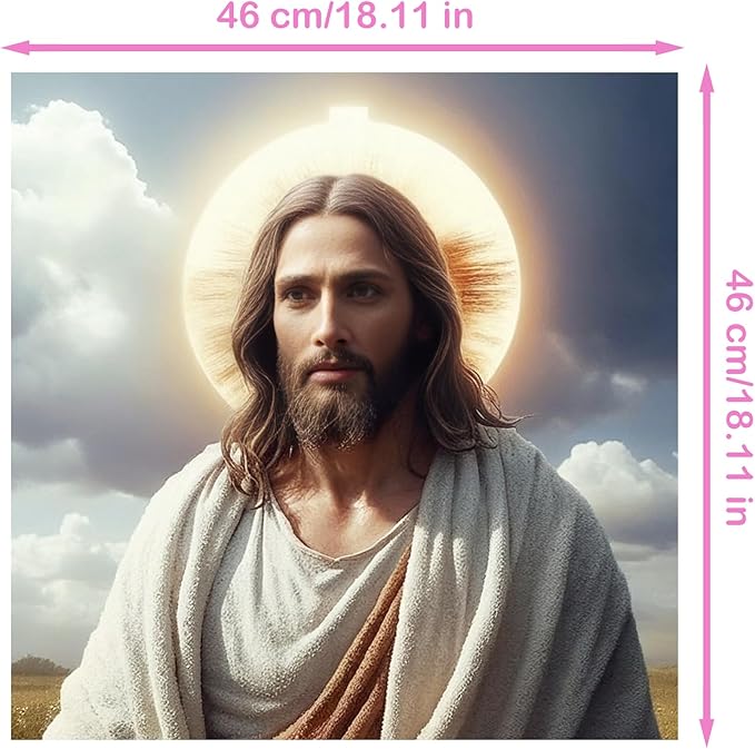 57lilina Stamped Cross Stitch Kits - 11CT Jesus Easy Pre Printed Cross-Stitch Patterns for Adults, Advanced Embroidery Kit for Beginners, 18x18 Inch DIY Crossstitch Crafts for Wall Decor or Mom Gifts
