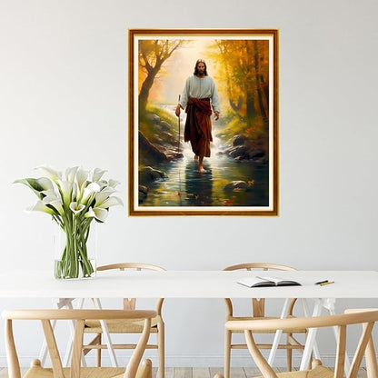 Joycasa Stamped Cross Stitch Kits for Beginners Full Range of Cross Stitching 11 CT Printed Cross Stitch Kit for Adults Cross-Stitch Patterns Needlepoint Kits-Jesus Jungle Adventure 16x20 inchs