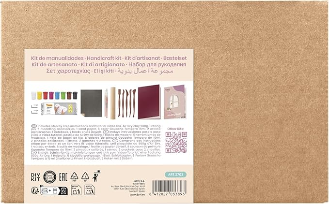 Jovi | Pottery Kit | Shelf, White Air Dry Clay, Includes Roller, Paints, Sculpting Tools| Step-by-Step Guide for Adults, Beginner Craft, Creative Pottery Experience