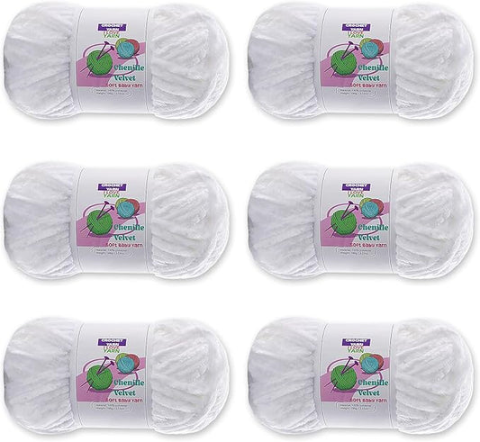 6 Skeins Velvet Chunky Yarn, Chenille for Crocheting and Hand Knitting, Blanket for Making Scarves and Knitting Projects - Amigurumi Crochet Yarns (6×3.5oz, 6×87.5yds)