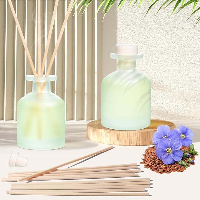 YISOWUH Reed Diffuser - Clean Linen 3.38oz (100ml) 2 Pack Essential Oil Reed Diffuser Set with 16 Sticks, Long Lasting Fragrance for Home, Bathroom, Bedroom, Room, Decor