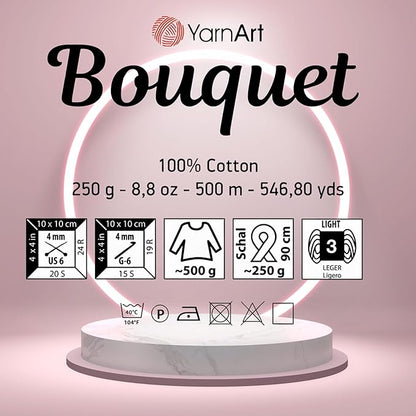 2 Skein Yarn Art Bouquet 100% Cotton 250grx2 550yardsx2 Multicolor Cotton Cake Yarn, Ombre More Softness, Gradient Rainbow Crochet Spring Summer Light 3, Top 5 Most Used Colors (Bouquet 718)