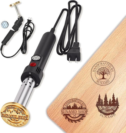 Sunamd Custom Electric Branding Iron for Wood, Adjustable Temperature Wood Branding Iron Personalized Wood Burning Letter Stamp, Create Your Logo Stamp for Leather Food, Handcraft & Wedding Gift(1.5")
