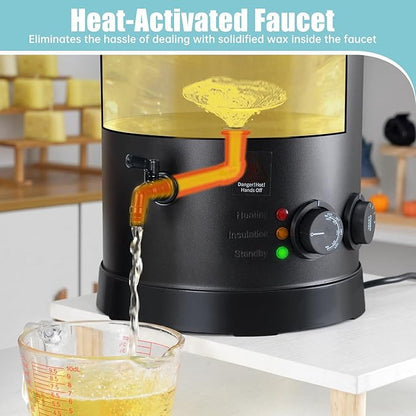 TOAUTO 20Lbs Wax Melter for Candle Making - Candle Wax Melting Pot with Three Power Adjustment 60 to 100 Degrees Temp Setting for Soy Wax Business Candle Making(Black)